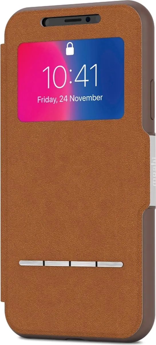 Moshi SenseCover iPhone X/Xs Hoesje - Bruin - SenseCover8CB