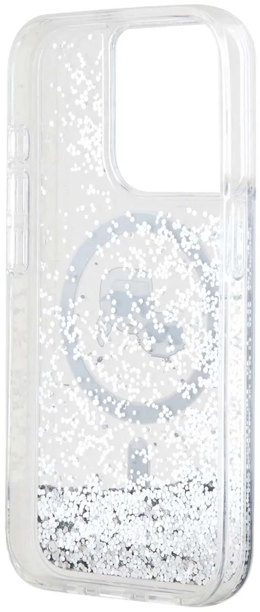 Karl Lagerfeld iPhone 15 Pro MagSafe Hoesje KLHMP15LLGKCSGH - Vloeibare Glitter Karl & Choupette