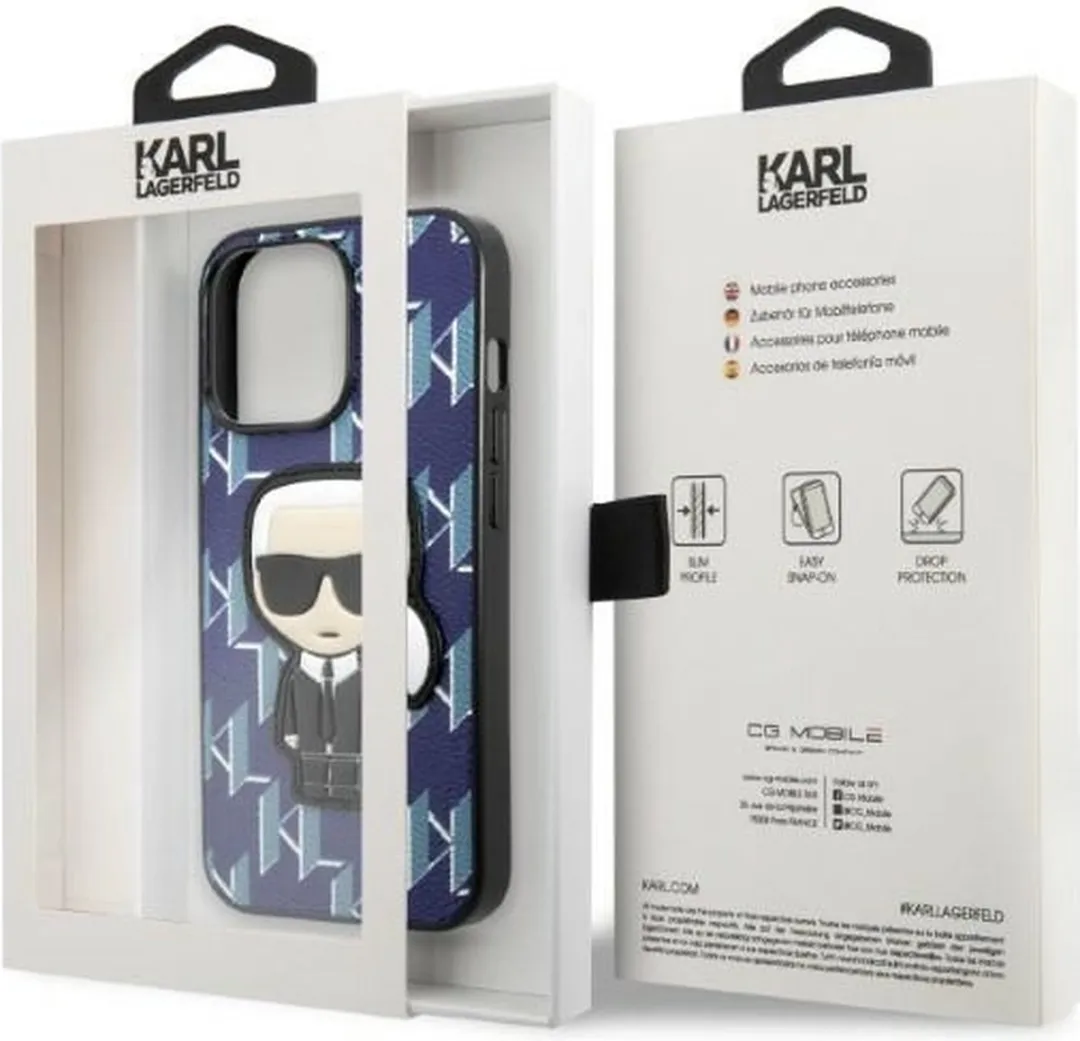 Karl Lagerfeld KLHCP13LPMNIKBL Hoesje iPhone 13 Pro - Blauw