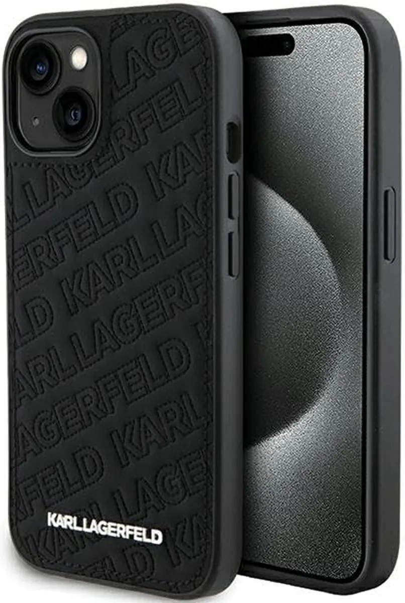 Karl Lagerfeld Quilted Karl Pattern Hoesje - iPhone 15 - Zwart - afbeelding 6 van 6