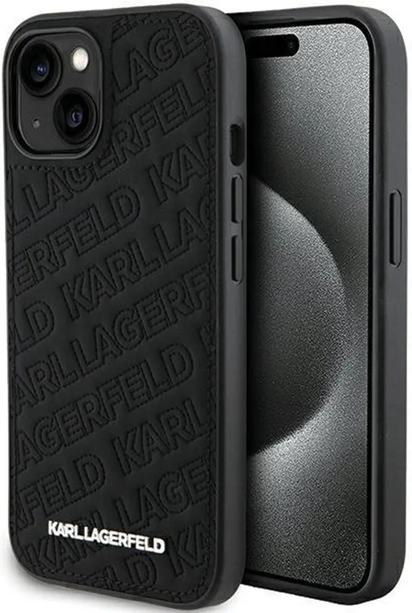 Karl Lagerfeld Quilted Karl Pattern Hoesje - iPhone 15 - Zwart