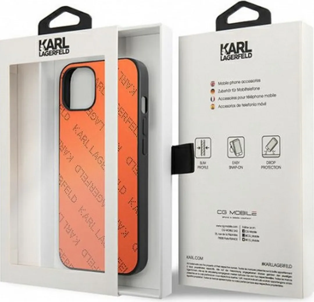 Karl Lagerfeld Perforated Allover Back Case - iPhone 13 - Oranje