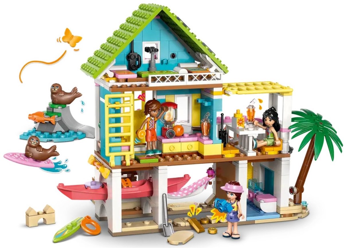 LEGO Friends strandhuis speelset met robben - creatief bouwplezier.
