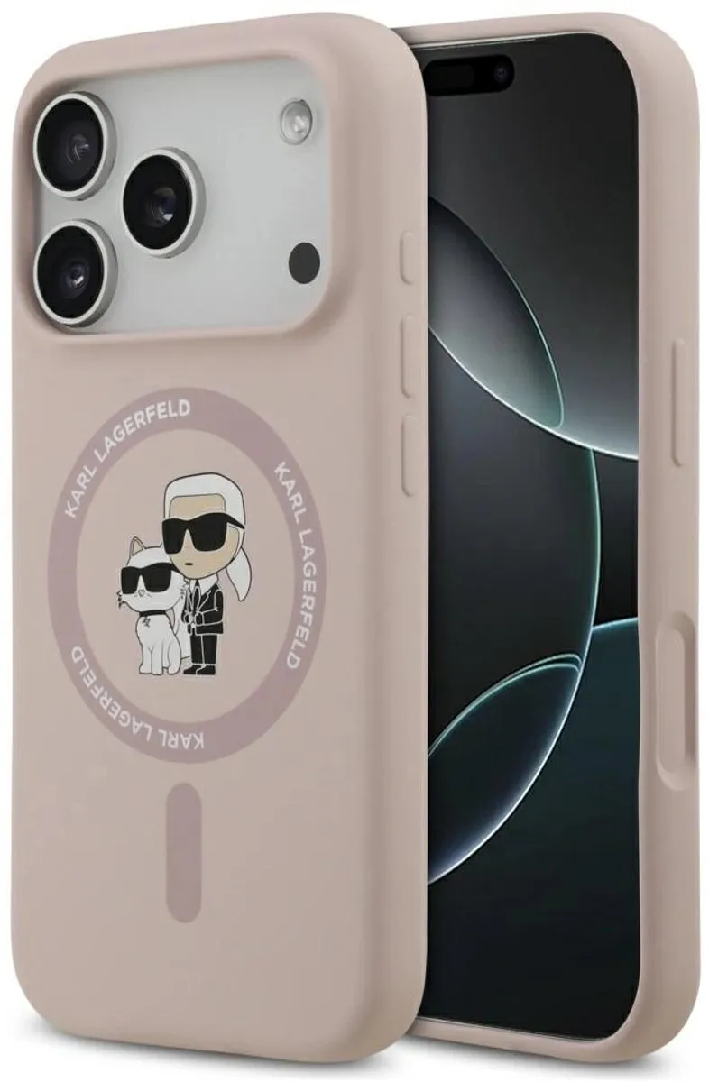 Karl Lagerfeld Silicone Karl&Choupette Ring Magsafe Case - iPhone 17 Pro - Zwart
