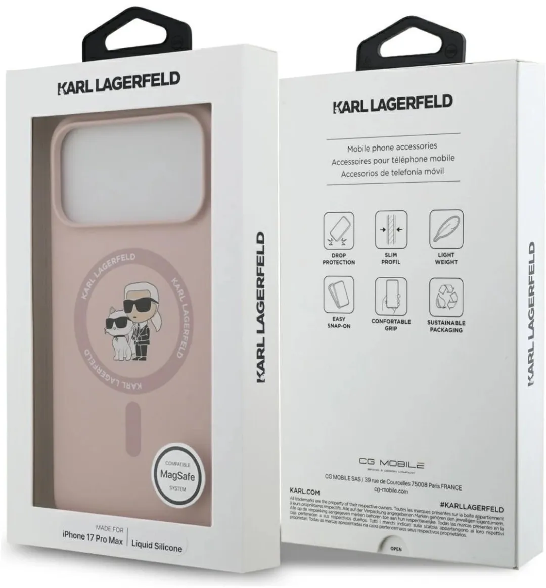 Karl Lagerfeld Silicone Karl&Choupette Ring Magsafe Case - iPhone 17 Pro - Zwart