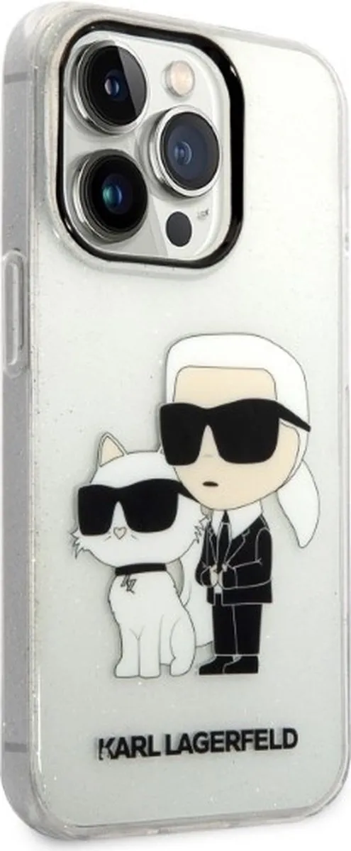 Karl Lagerfeld KLHCP14LHNKCTGT iPhone 14 Pro Hardcase - Transparant Glitter