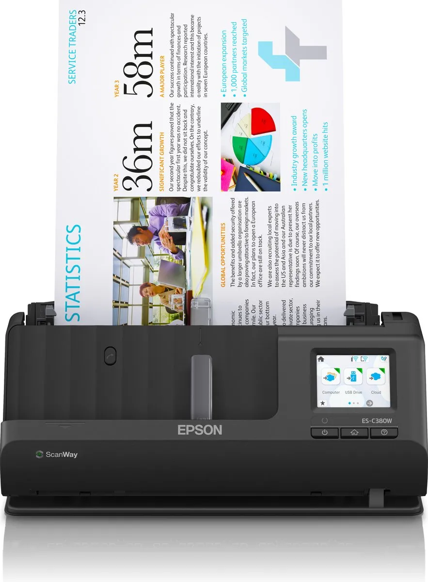 Epson ES-C380W Netwerk Scanner - A4 - Zwart