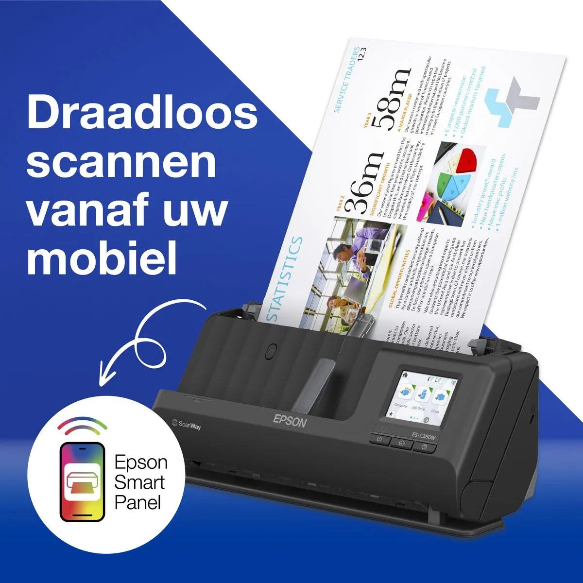 Epson ES-C380W Netwerk Scanner - A4 - Zwart
