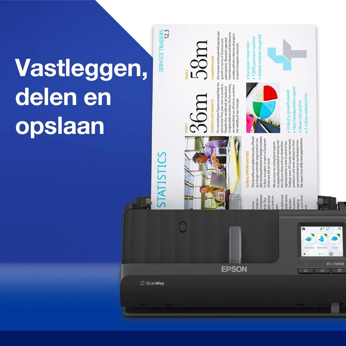 Epson ES-C380W Netwerk Scanner - A4 - Zwart