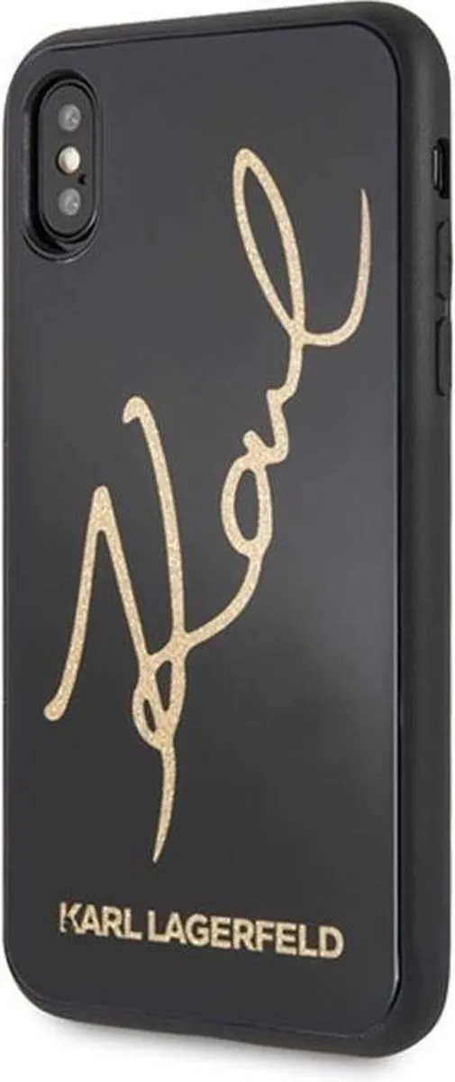 Karl Lagerfeld iPhone X-Xs Hoesje - Zwart - Double Layer Glitter - afbeelding 2 van 3