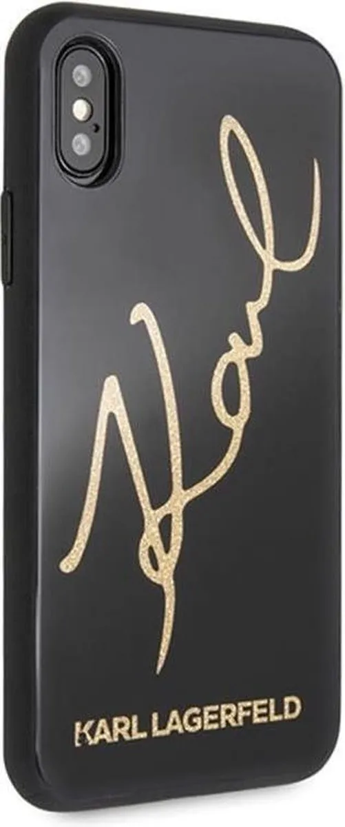 Karl Lagerfeld iPhone X-Xs Hoesje - Zwart - Double Layer Glitter - afbeelding 3 van 3