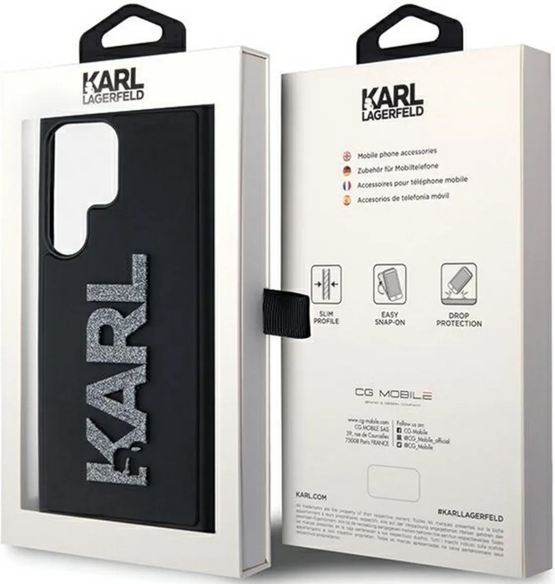 Karl Lagerfeld 3D Glitter Back Case S928 - Zwart