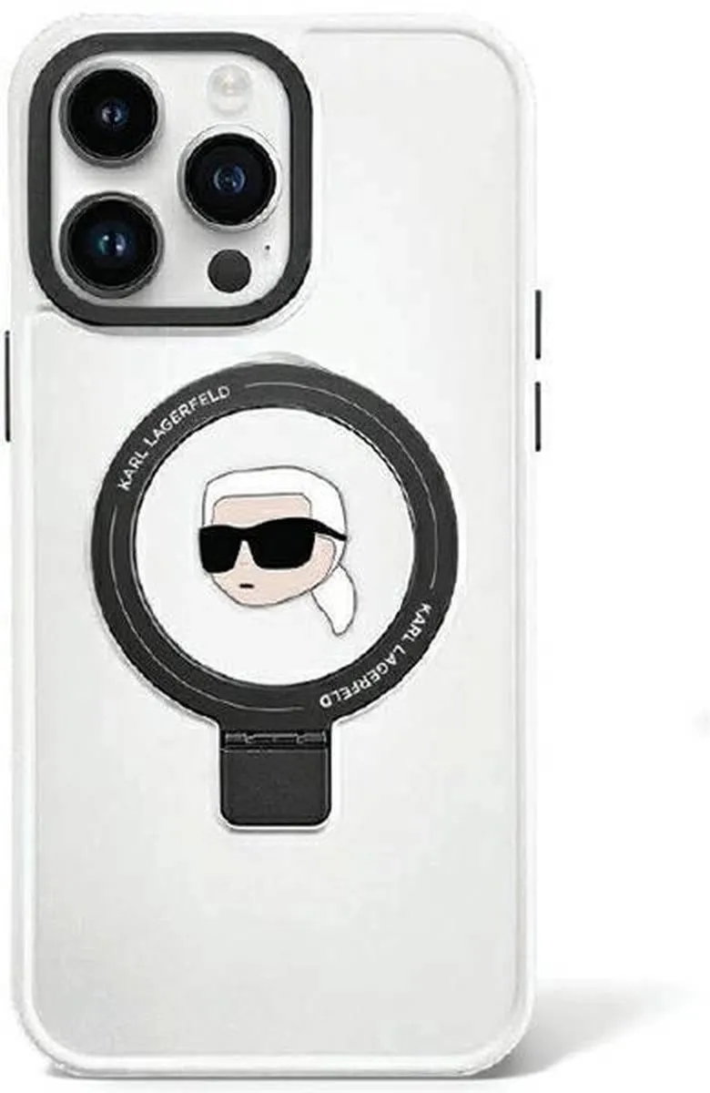 Karl Lagerfeld Ring Stand Head MagSafe Hoesje iPhone 15 Pro