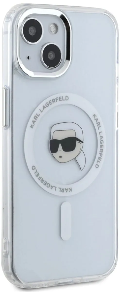 Karl Lagerfeld Magnetische Hoes iPhone 15 Plus - Metaal - Transparent