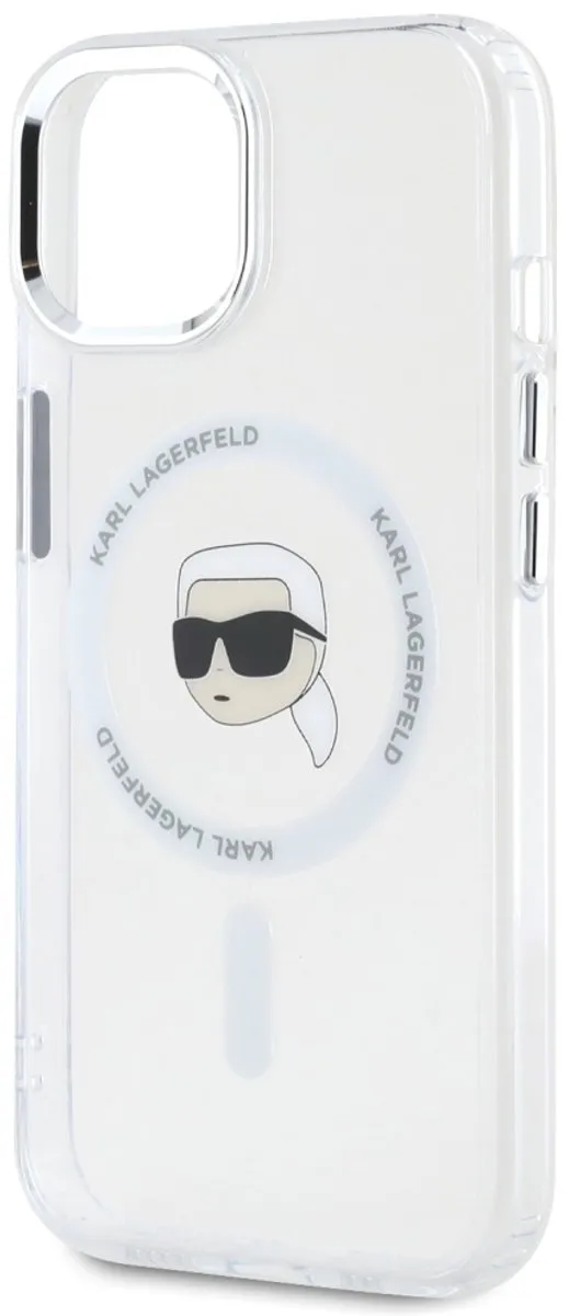 Karl Lagerfeld Magnetische Hoes iPhone 15 Plus - Metaal - Transparent