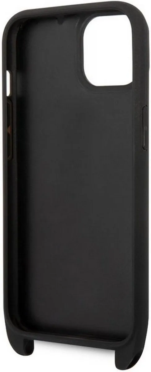 Karl Lagerfeld Saffiano Monogram Strap iPhone 14 Hoes - Zwart