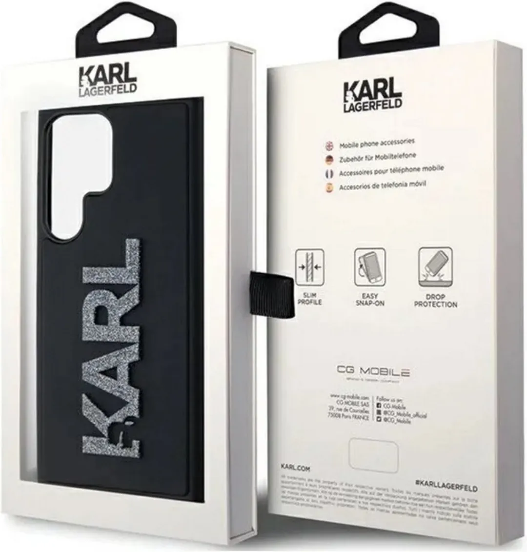 Karl Lagerfeld 3D Glitter Back Case S918 - Zwart