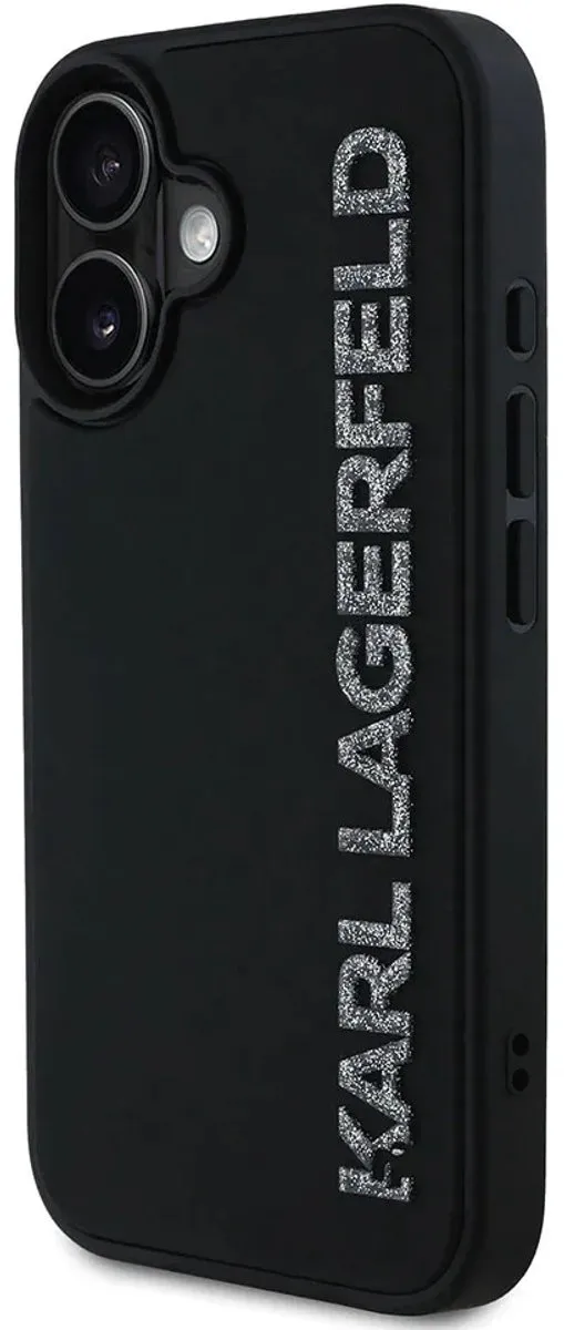 Karl Lagerfeld HC 3D Rubber Verlengd Glitter Hoesje - iPhone 16 - Transparent