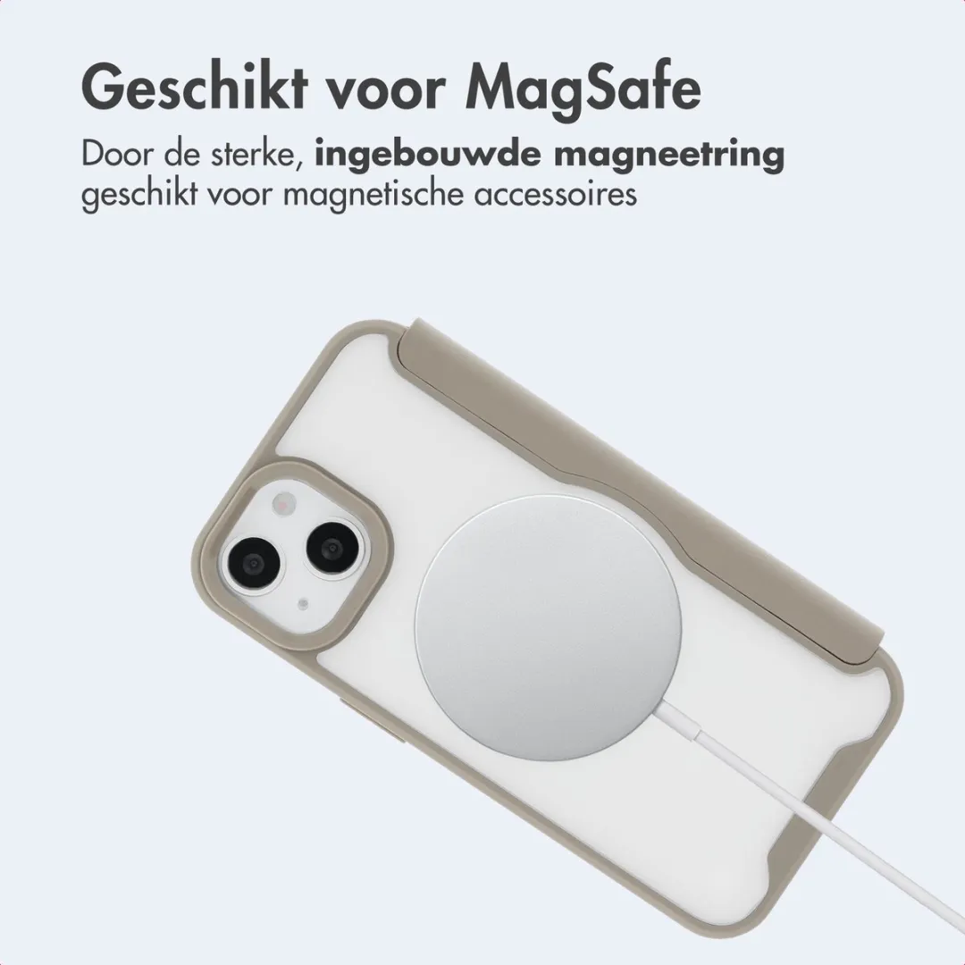 Imoshion Hoesje iPhone 14/13 Beige - MagSafe Bookcase - 2 Pasjes
