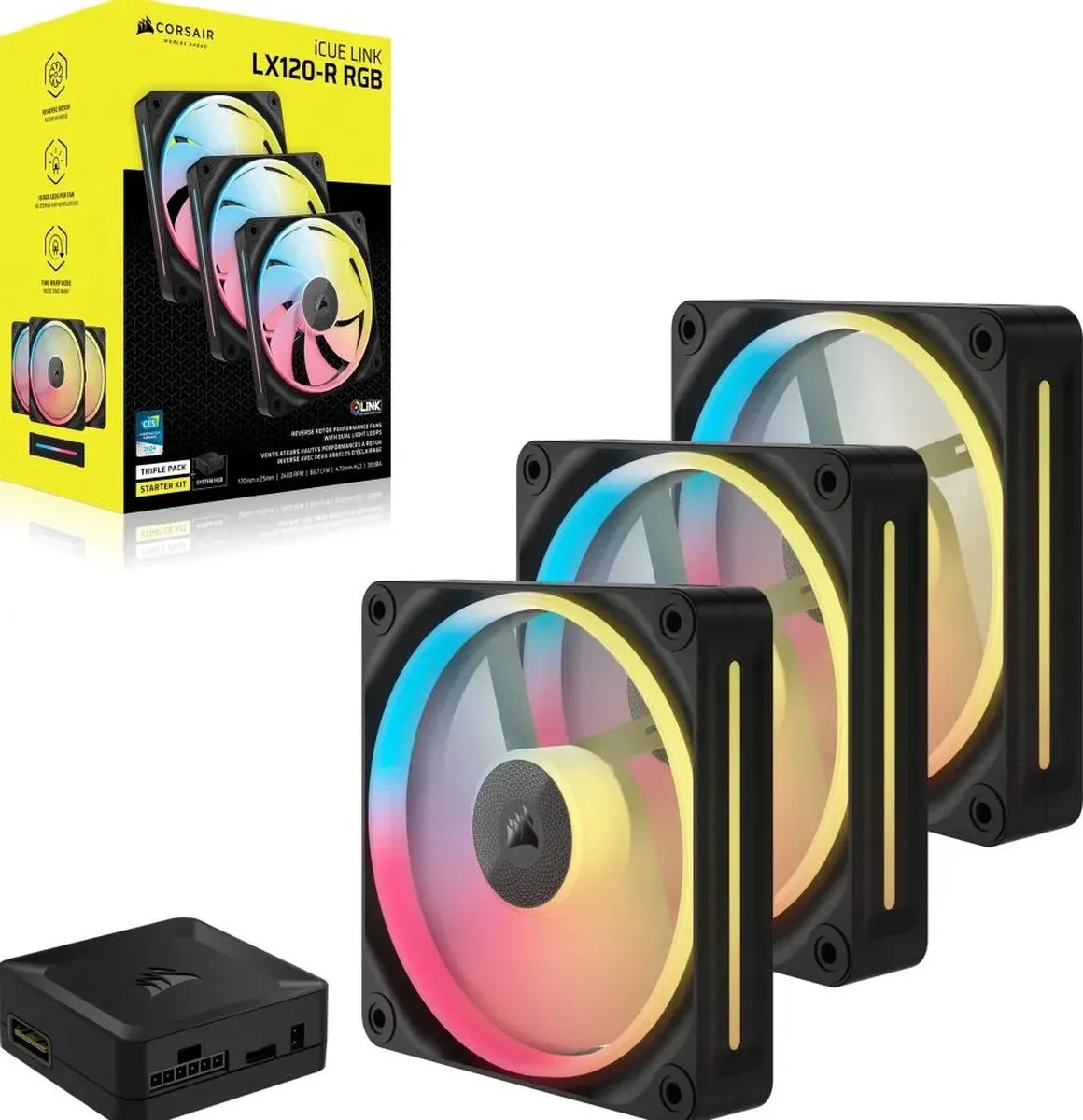 Corsair iCUE LINK LX120-R RGB PWM Ventilatoren - 3x 120mm - Zwart