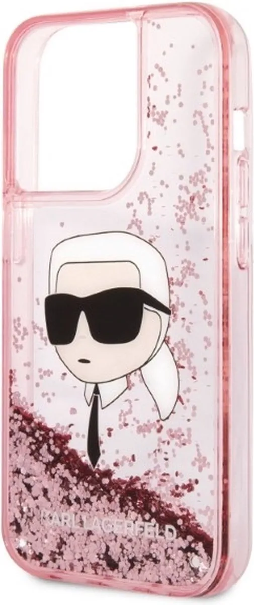 Karl Lagerfeld KLHCP14LLNKHCP iPhone 14 Pro Hoesje - Roze Glitter - afbeelding 6 van 6