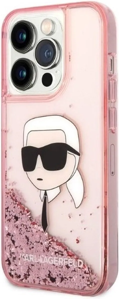 Karl Lagerfeld KLHCP14LLNKHCP iPhone 14 Pro Hoesje - Roze Glitter