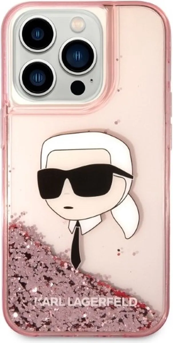 Karl Lagerfeld KLHCP14LLNKHCP iPhone 14 Pro Hoesje - Roze Glitter