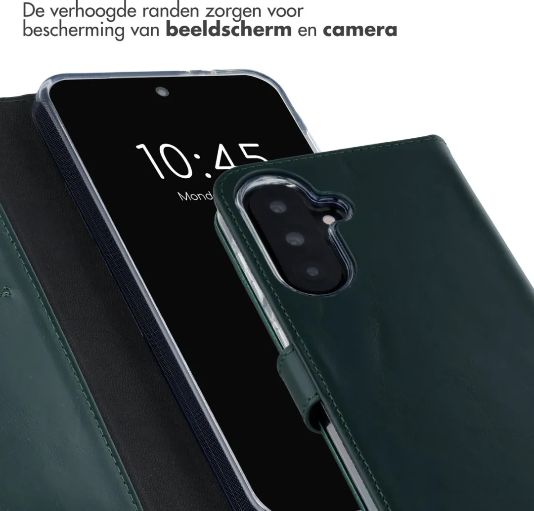 Selencia Hoesje Samsung Galaxy A37 - Groen Lederen Bookcase - 3 Pasjes