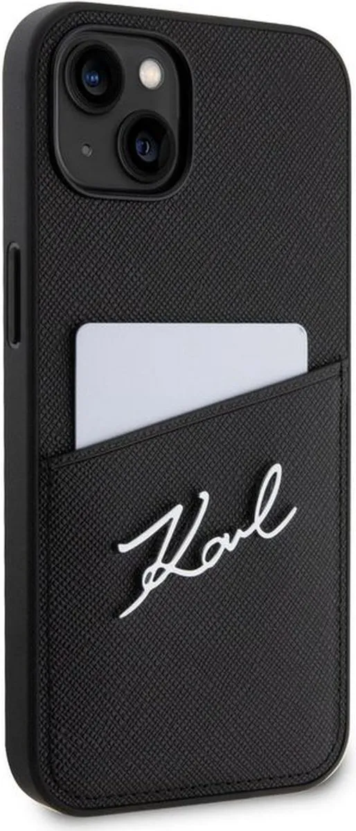 Karl Lagerfeld Saffiano Card Back Case - iPhone 14 Zwart
