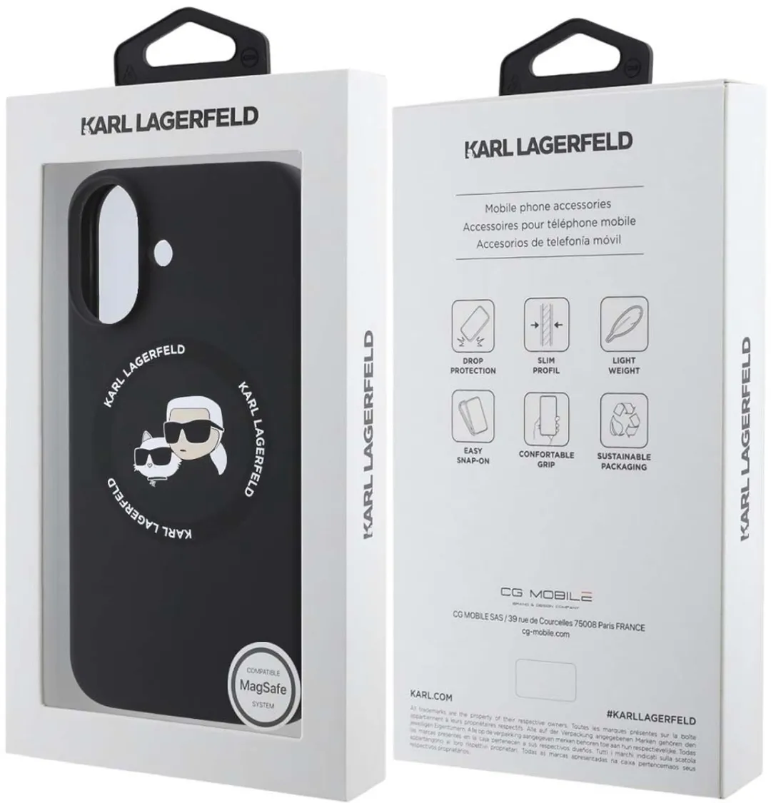 Karl Lagerfeld iPhone 16 MagSafe Hoesje - Zwart - KLHMP16SSKCHTCK