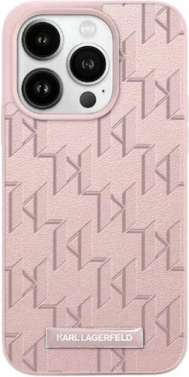 Karl Lagerfeld Leren Monogram iPhone Hoesje - Roze