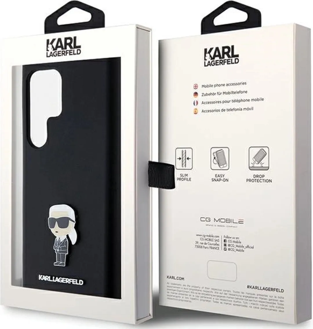 Karl Lagerfeld Ikonik Metal Pin Hoesje - Samsung Galaxy S23 Ultra - Zwart