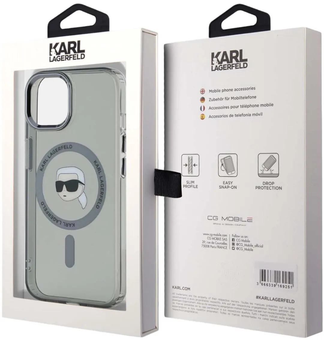 Karl Lagerfeld iPhone 15 MagSafe Hoesje - Transparant KLHMP15SHLSKIK