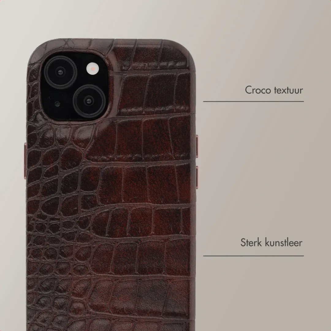 Selencia Hoesje iPhone 15 Croco Brown - MagSafe