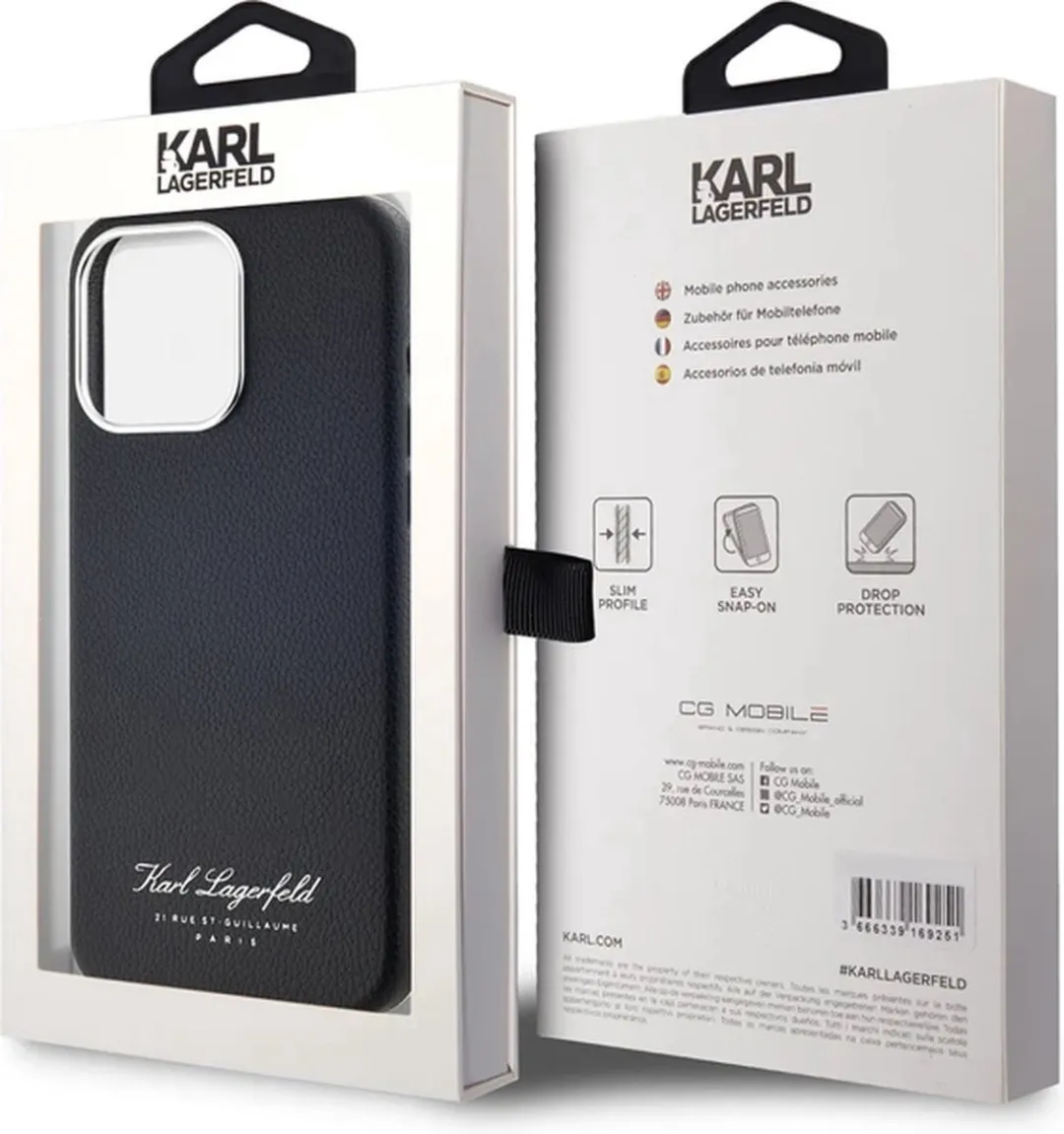 Karl Lagerfeld Case Grained Hotel RSG KLHCP15XPGWCMKHK - iPhone 15 Pro Max - Zwart