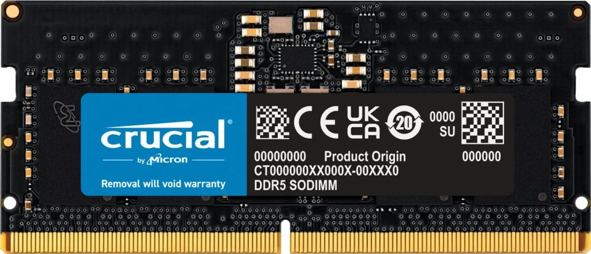 Crucial CT8G56C46S5T geheugenmodule 8 GB 1 x 8 GB DDR5 262-pin SO-DIMM ECC