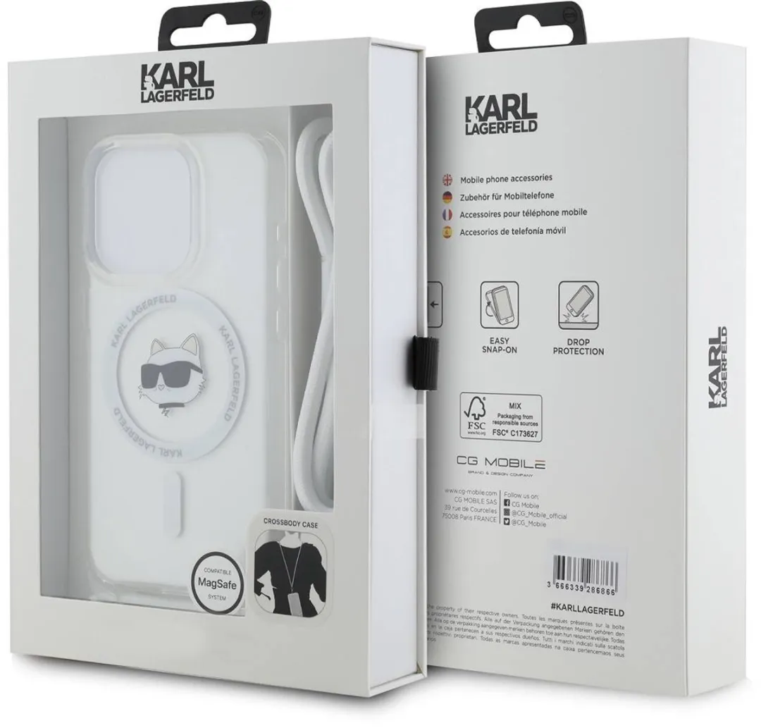 Karl Lagerfeld MagSafe Hoesje iPhone 15 Pro Max - Transparant KLHMP15XHCCHNT