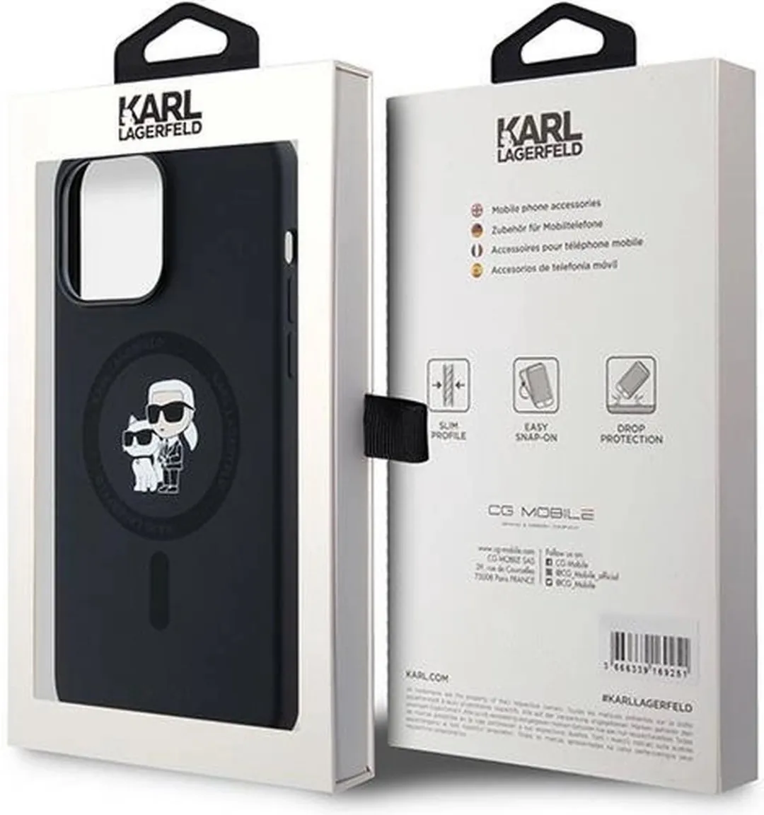 Karl Lagerfeld Siliconen Karl&Choupette MagSafe Hoesje iPhone 14 Pro - Zwart