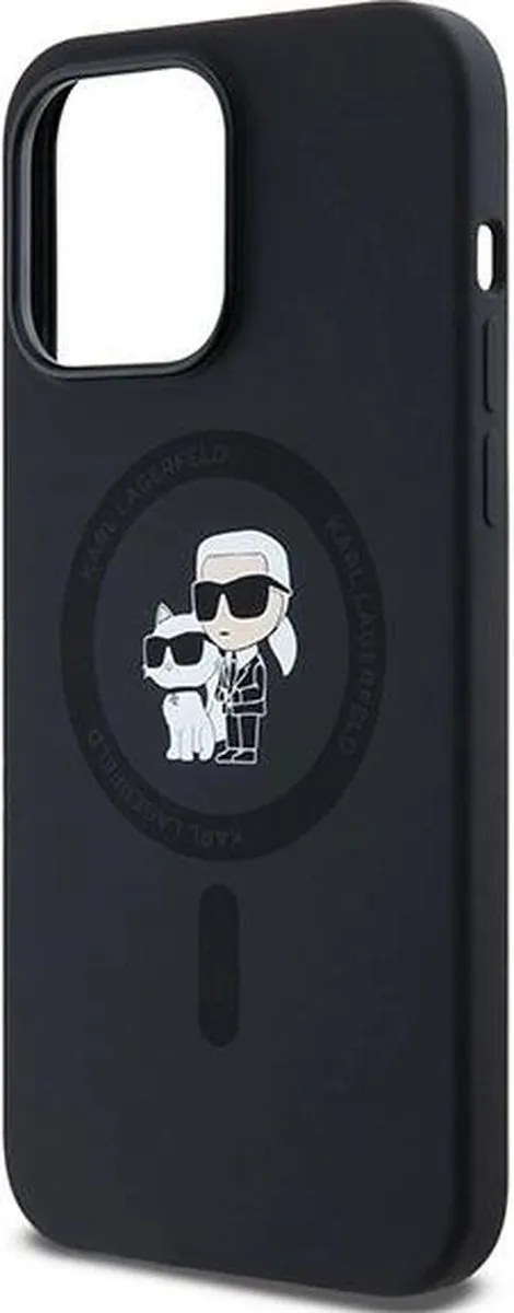 Karl Lagerfeld Siliconen Karl&Choupette MagSafe Hoesje iPhone 14 Pro - Zwart