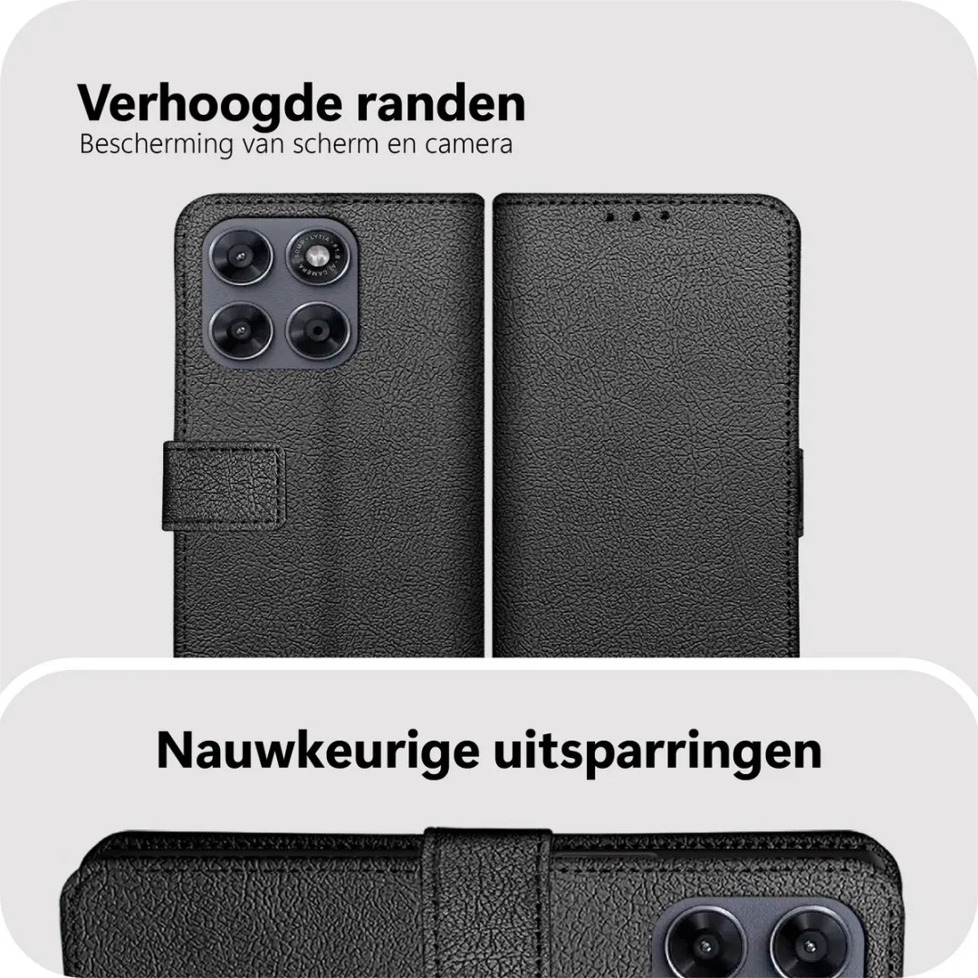 Just in Case Moto G67/G77 Bookcase Classic Hoesje - Zwart - 2 Pasjes