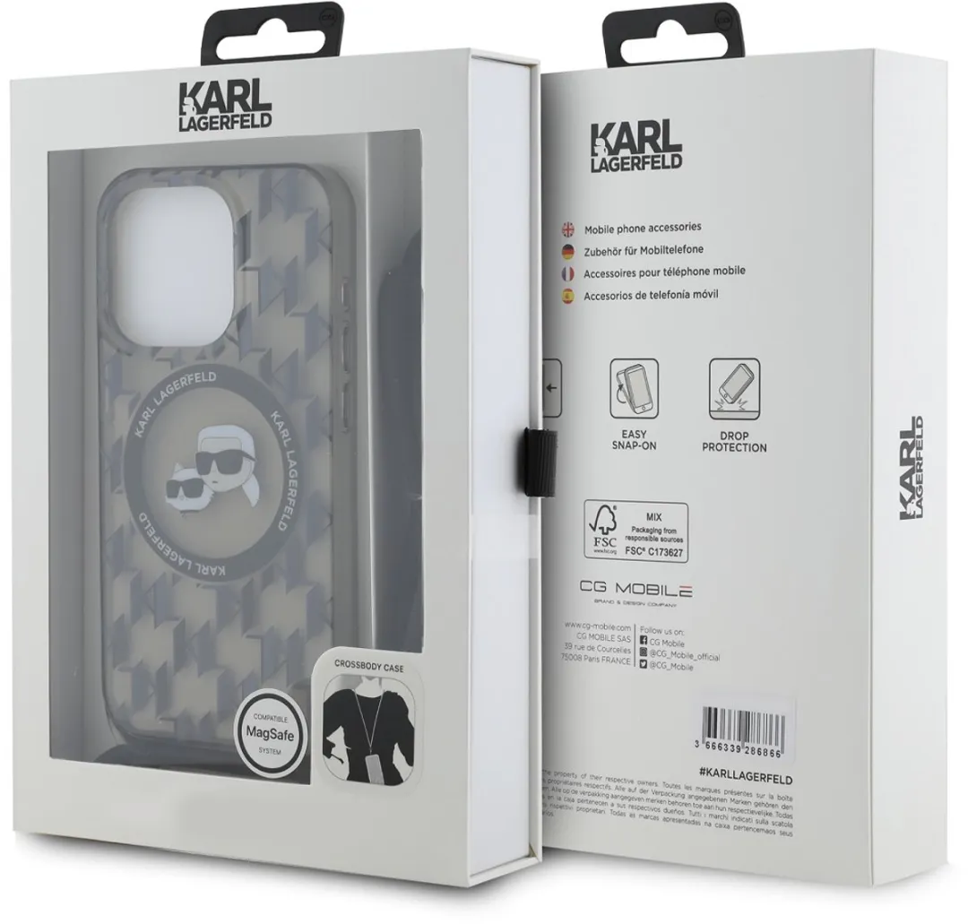 Karl Lagerfeld MagSafe Hoesje iPhone 15 Pro - Doorzichtig zwart