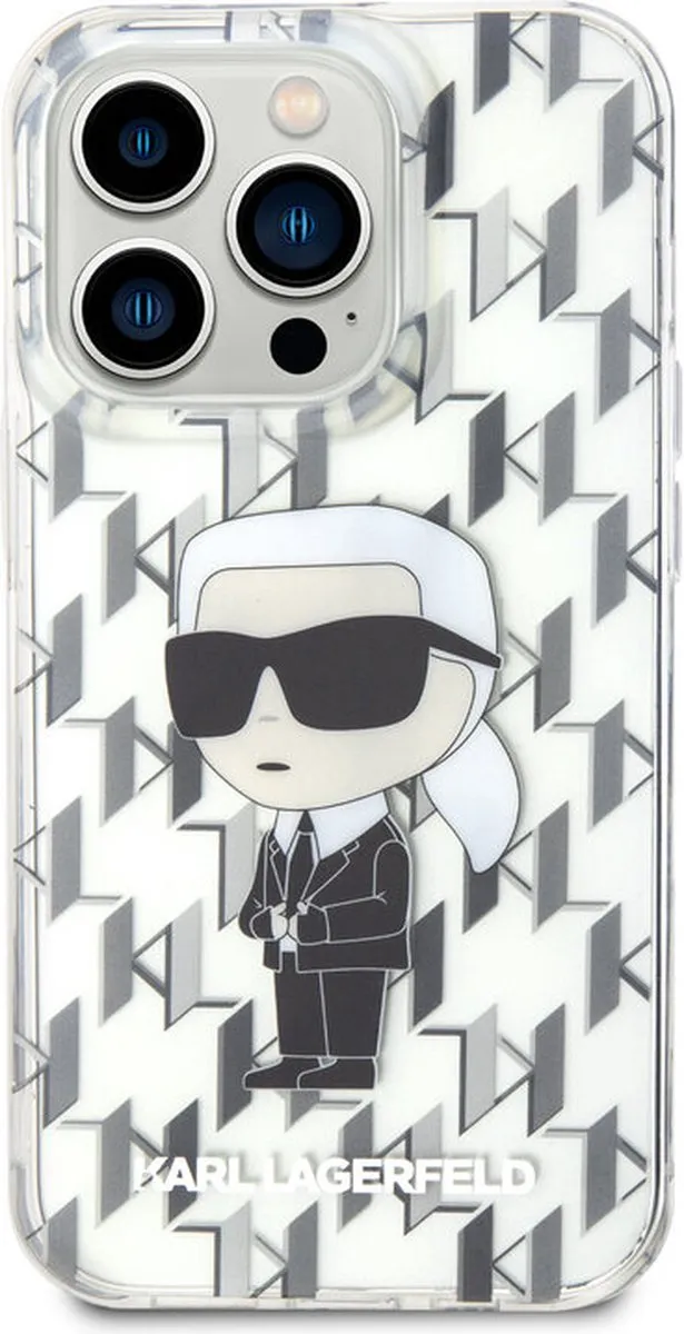Karl Lagerfeld iPhone 15 Pro Hoesje - Ikonik Monogram - Transparant