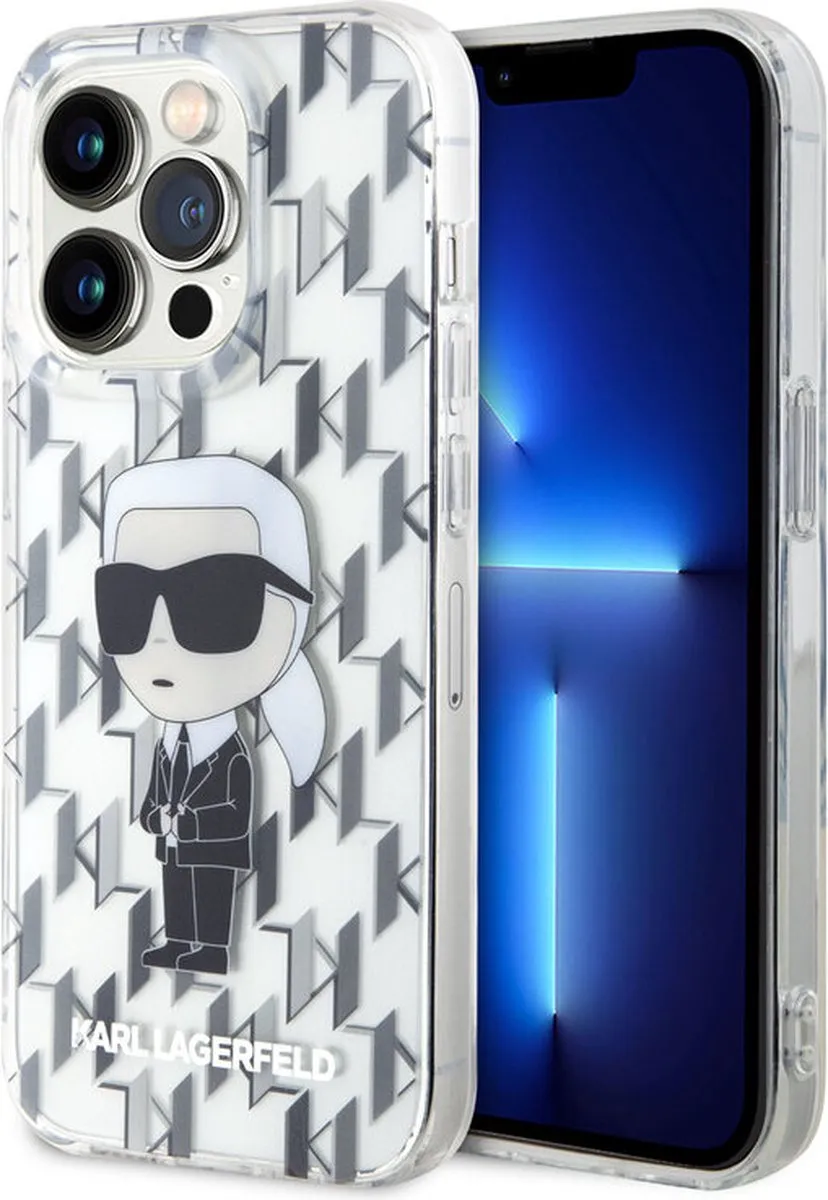 Karl Lagerfeld iPhone 15 Pro Hoesje - Ikonik Monogram - Transparant