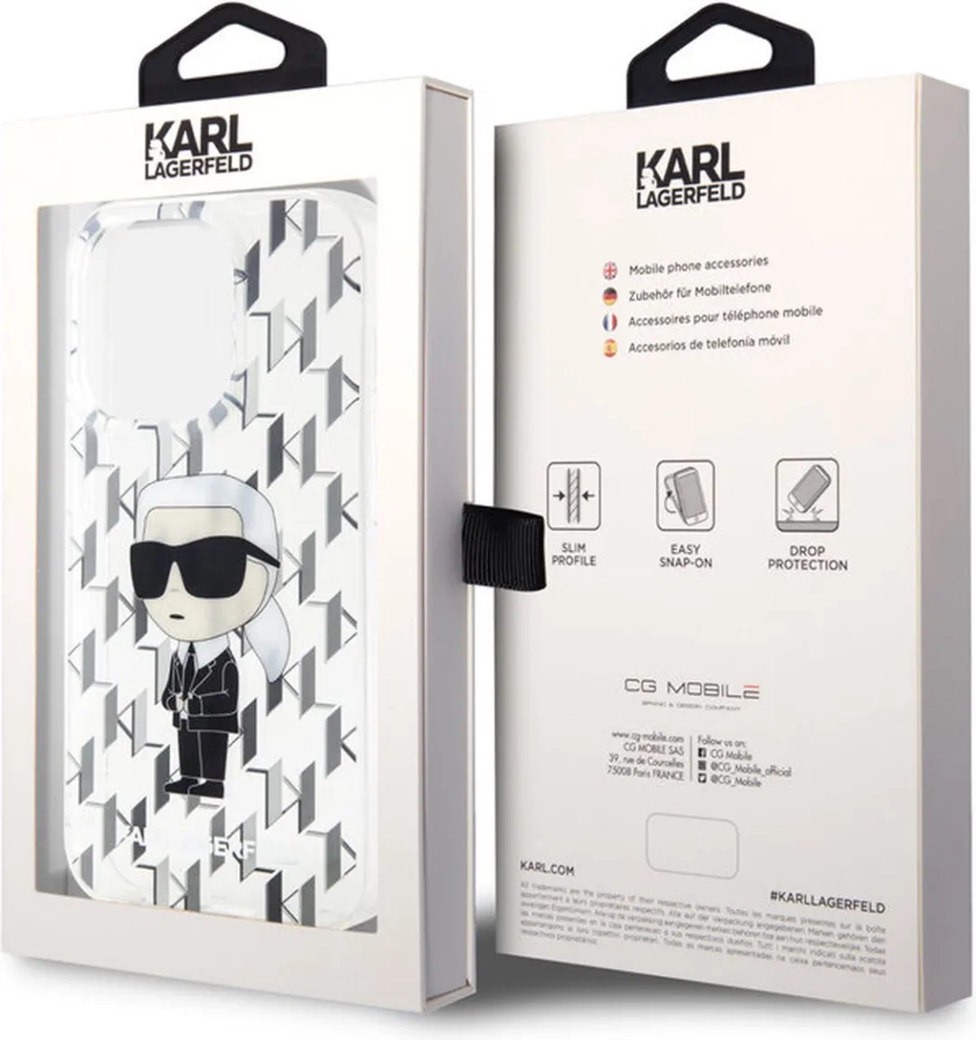 Karl Lagerfeld iPhone 15 Pro Hoesje - Ikonik Monogram - Transparant