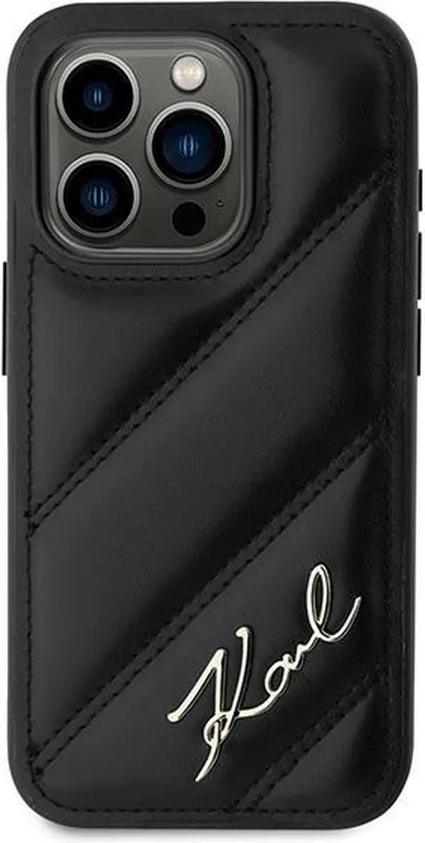Karl Lagerfeld Diagonal Quilted Script Hoesje iPhone 15 Pro - Zwart - afbeelding 6 van 6