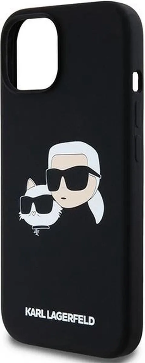 Karl Lagerfeld Siliconen Karl&Choupette MagSafe Hoesje - iPhone 15/14/13 - Zwart