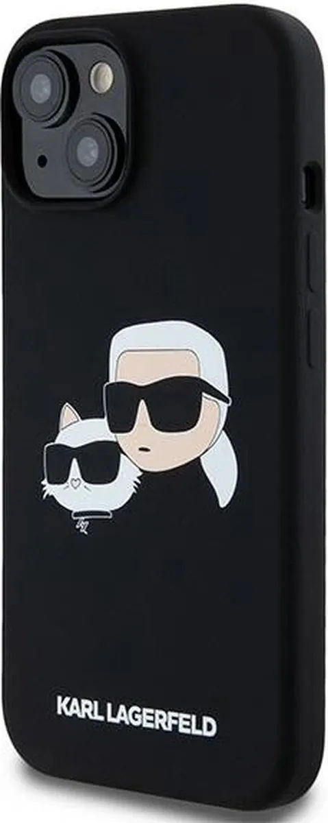 Karl Lagerfeld Siliconen Karl&Choupette MagSafe Hoesje - iPhone 15/14/13 - Zwart