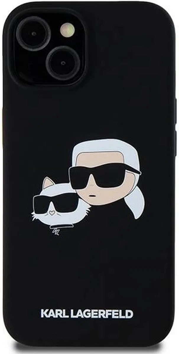 Karl Lagerfeld Siliconen Karl&Choupette MagSafe Hoesje - iPhone 15/14/13 - Zwart
