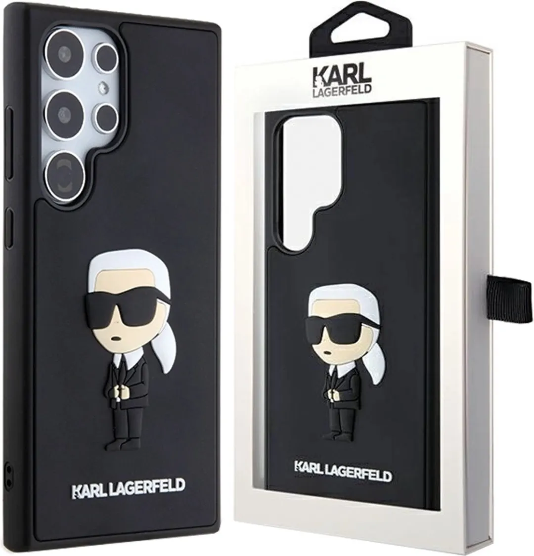 Karl Lagerfeld Ikonik Hoesje 3D Rubber - Samsung Galaxy S24 Ultra - Zwart