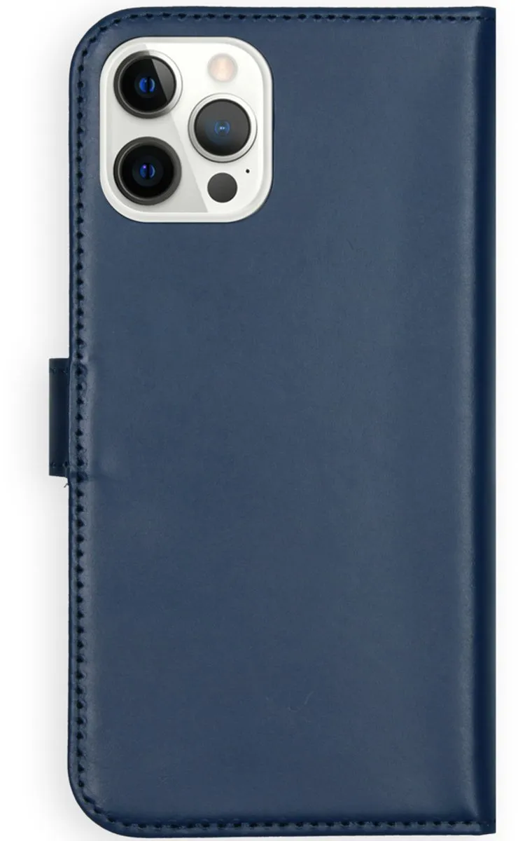 Selencia Hoesje iPhone 12 Pro Max - Echt Leder Bookcase - Blauw